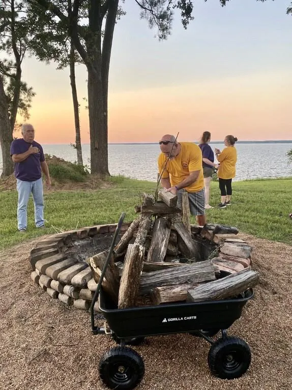Getting ready for night time fire pit stories and laughter.